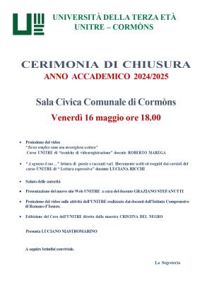 Cerimonia di chiusura Anno Accademico 2024-2025